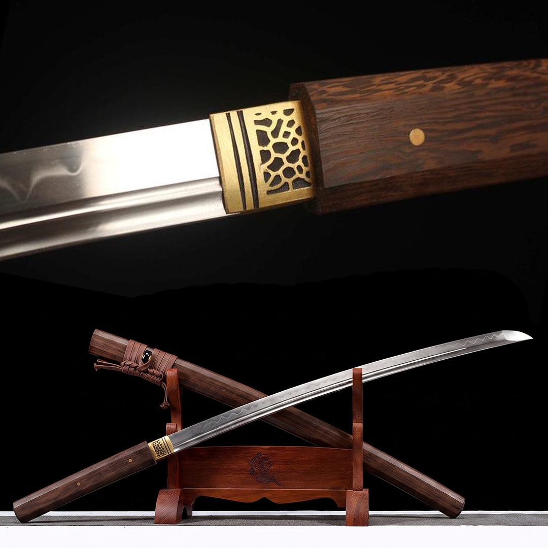 Imperial Katana, hand-forged T10 katana with genuine hamon and rosewood mount