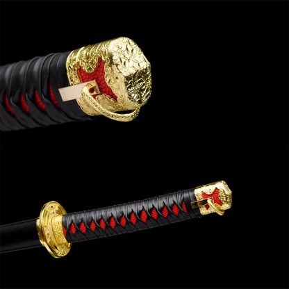 Rivers of Blood katana from Elden Ring, black and red blade, view 10