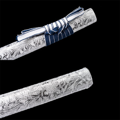 Akizuki katana with blue blade, hand-forged samurai sword, view 12