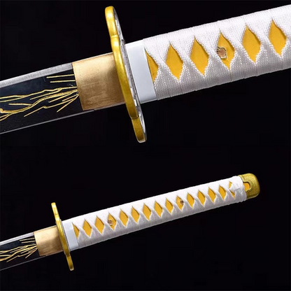 Zenitsu Nichirin sword from Demon Slayer, black and yellow blade, view 4