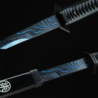 Scissor Seven Thousand Demon Dagger sword, black and blue blade, view 4