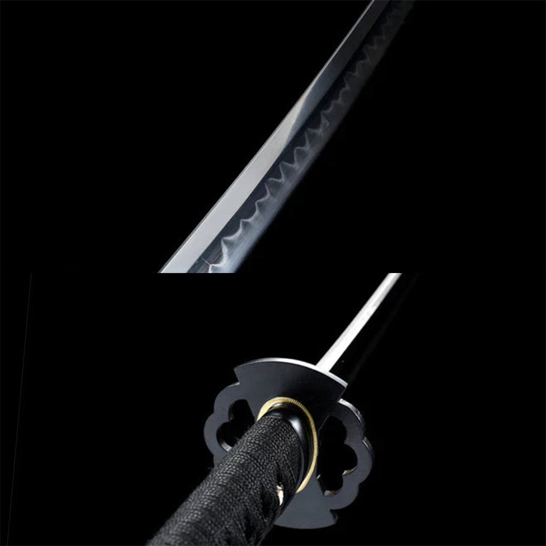 Ghost katana, hand-forged samurai sword with sculpted iron tsuba, view 8