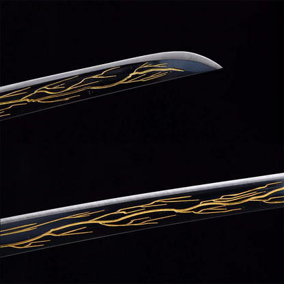 Zenitsu Nichirin sword from Demon Slayer, black and yellow blade, view 8