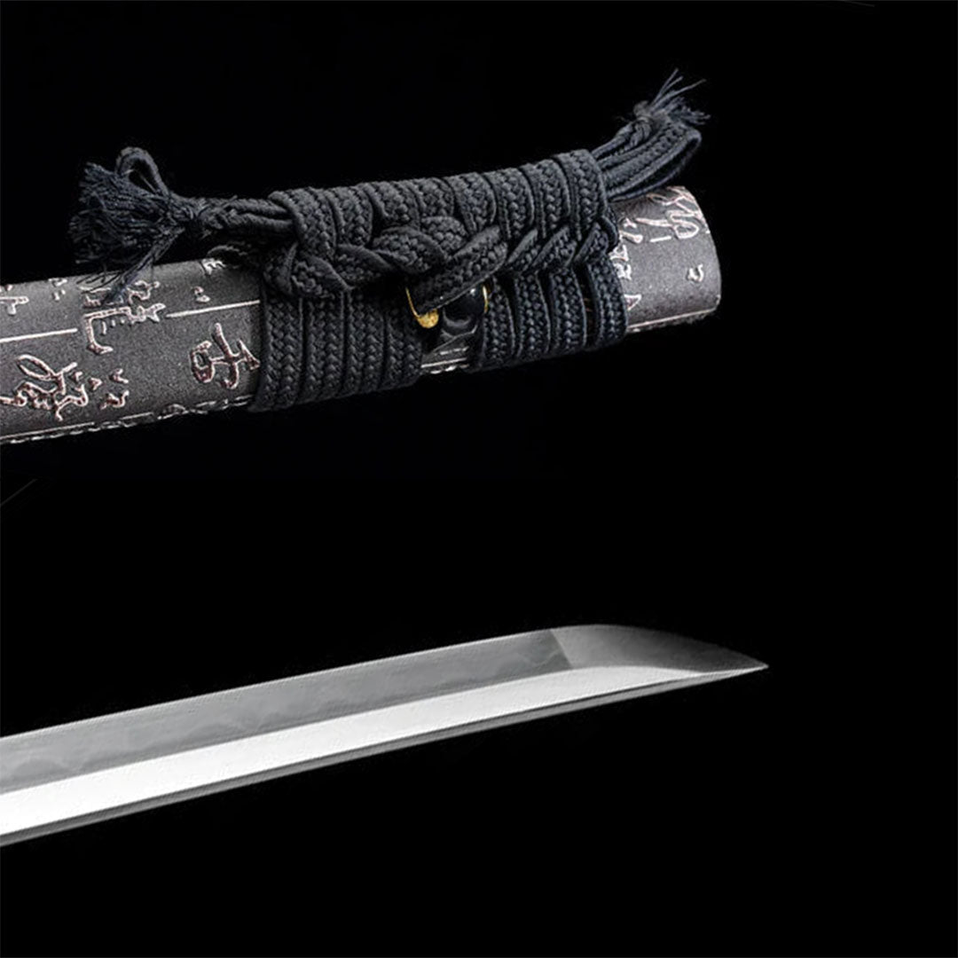 Ghost katana, hand-forged samurai sword with sculpted iron tsuba, view 6