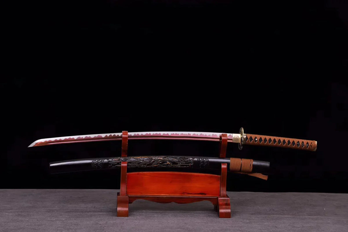 Katana-Japonais-Dragon-Phoenix-Acier-Ressort