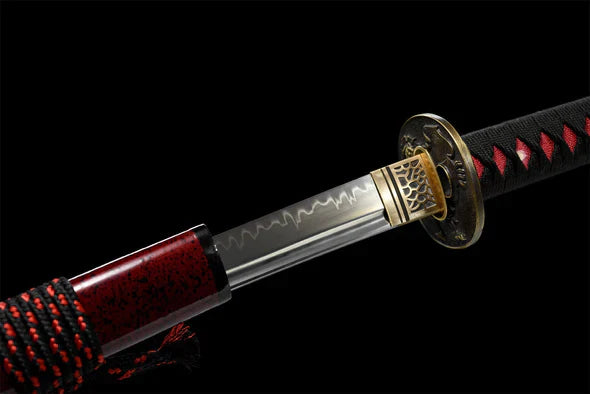 Katana-Japonais-Hannya-Oni-Acier-T10-Hamon-Veritable
