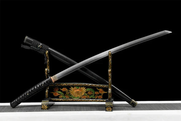 Katana-Rurouni-Kenshin-Noir-Acier-T10-Hamon-Veritable