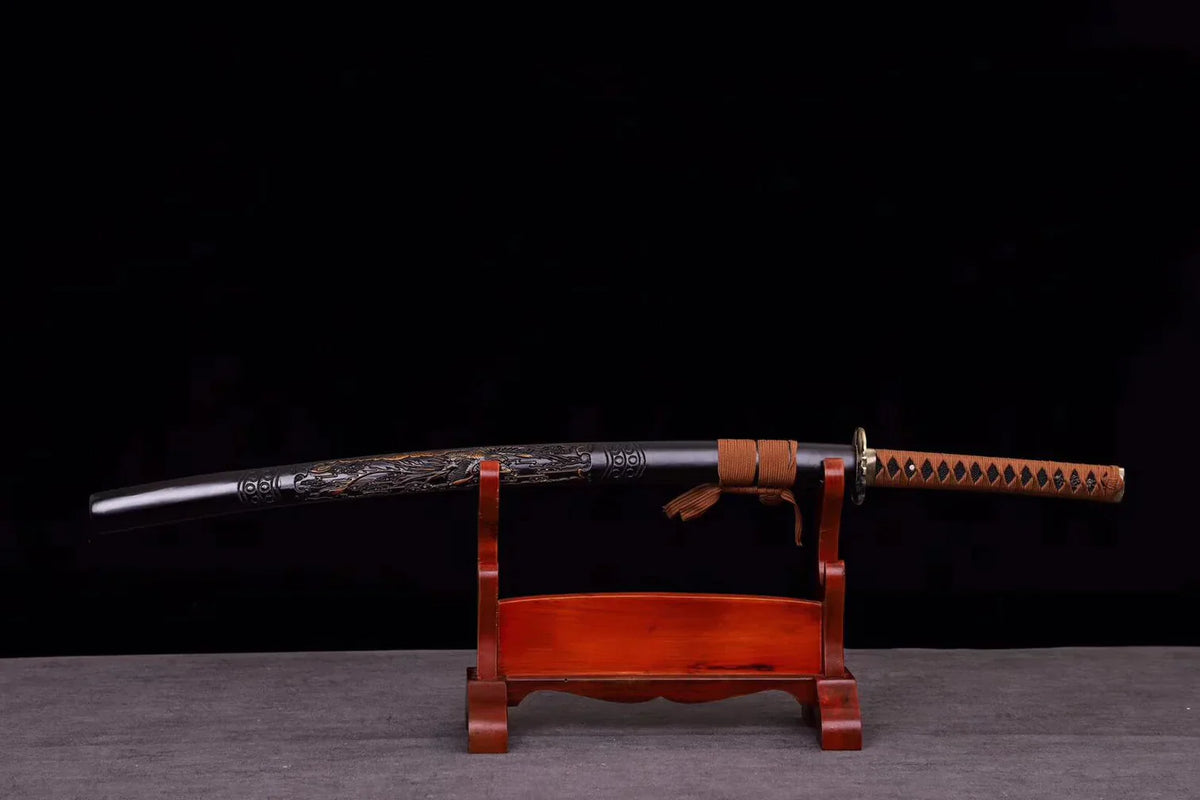 Saya-Katana-Dragon-Phoenix-Acier-a-Ressort