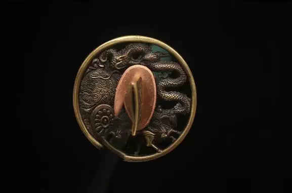 Tsuba-Katana-Dragon-Sculpte-Acier-T10-Hamon-Veritable