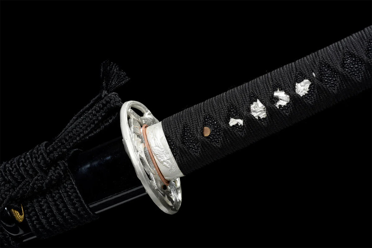 Tsuba-Katana-Prunier-Acier-T10-Hamon-Veritable