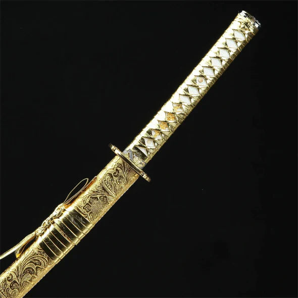 Golden Dragon katana with golden blade and dragon design, view 13