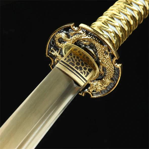 Golden Dragon katana with golden blade and dragon design, view 10