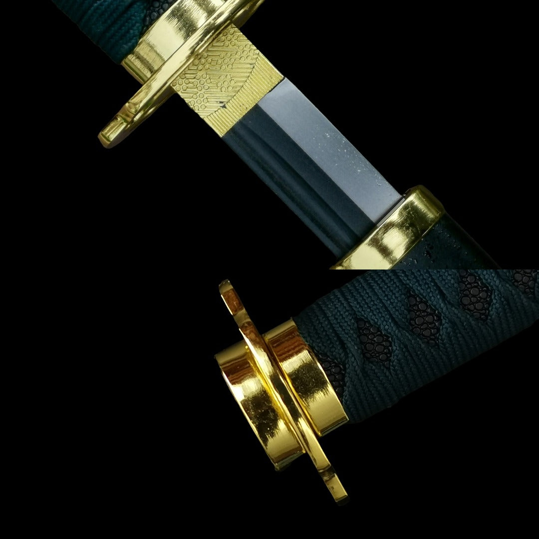 Nagakiba Katana - gold tsuba and habaki