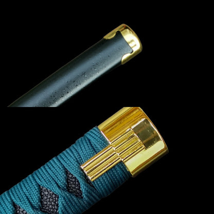 Nagakiba Katana - speckled black scabbard and kashira