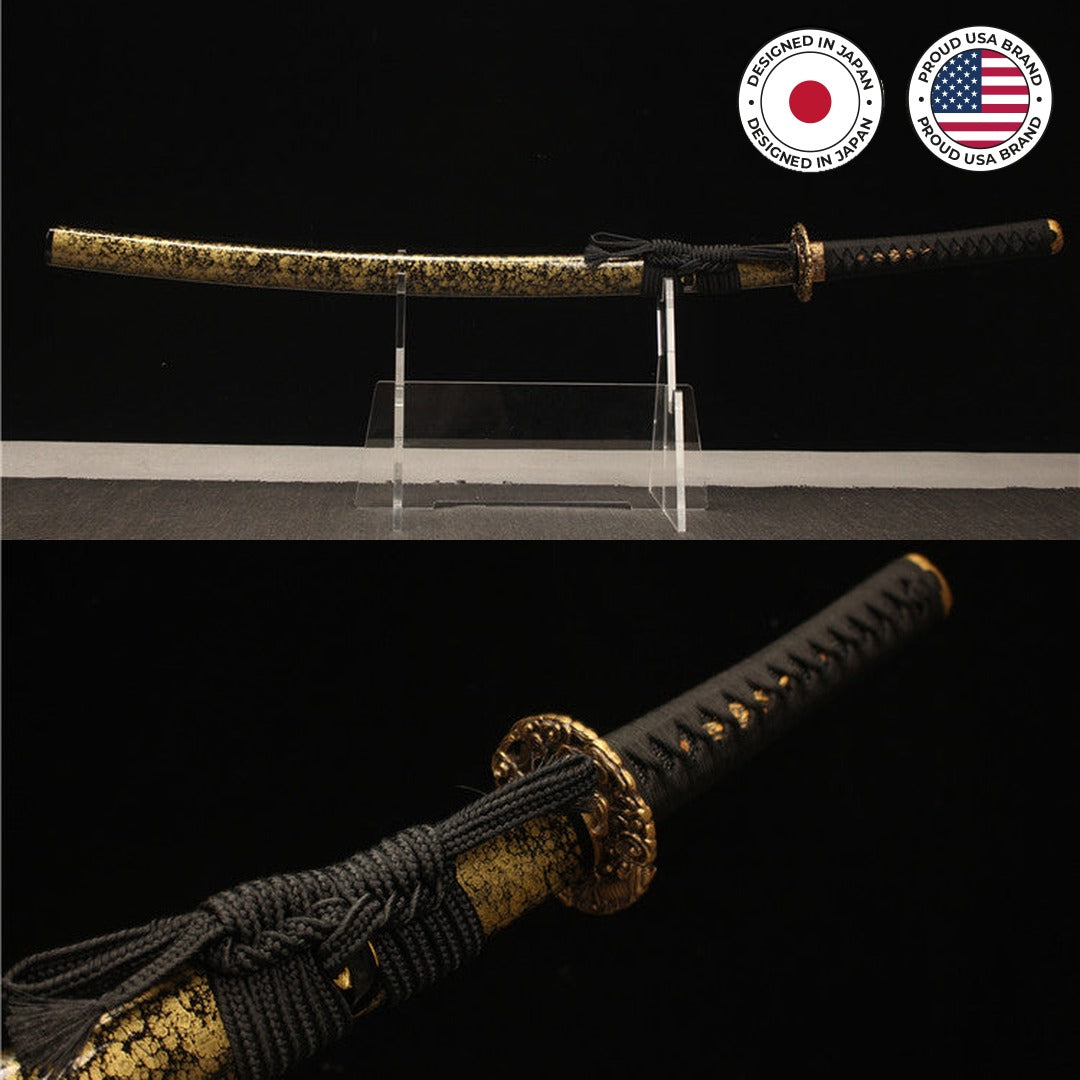 Ember Dragon Katana - black and gold lacquered scabbard