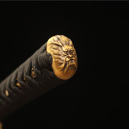 Ember Dragon Katana - carved brass kashira