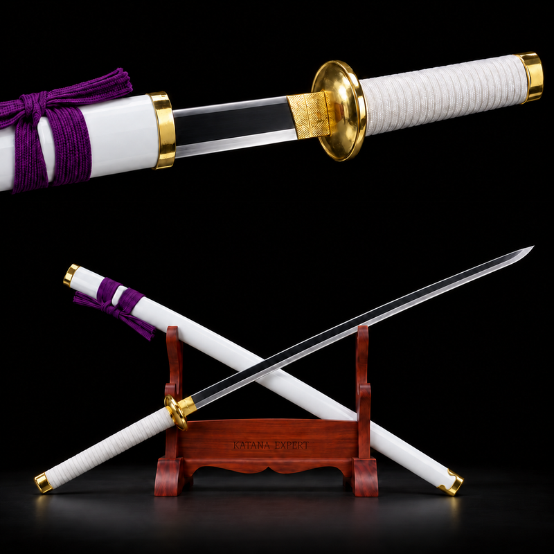 Naruto Boruto Sasuke Sword HT-9375 — full sword and white scabbard