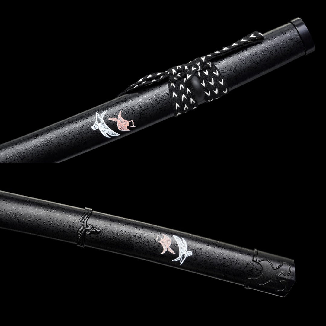 Falcon Claw Katana scabbard with white birds
